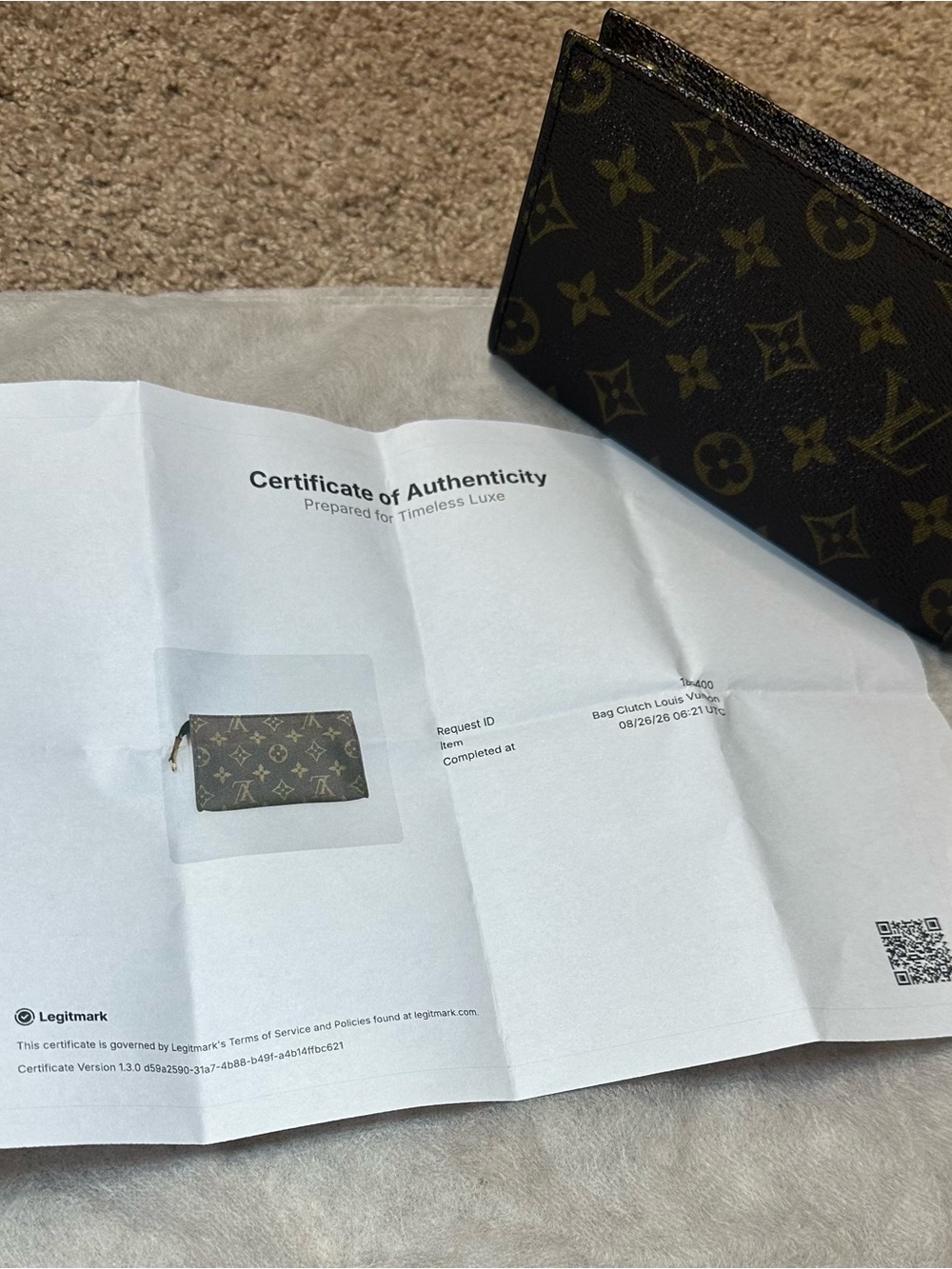 Authentic Louis Vuitton Monogram Pochette / Clutch – Certificate of Authenticity